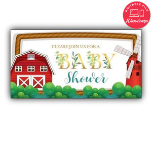 Farm Baby Shower Facebook Event Photo Customizable Template Instant Download
