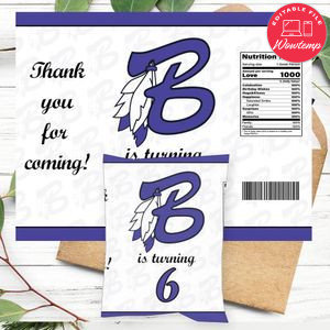 SJ Braves Travel Baseball & Softball Birthday Chip Bag Digital File Instant Download