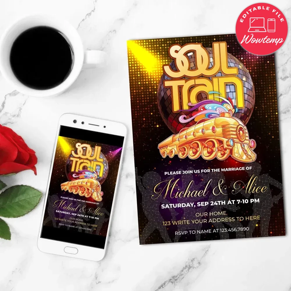 Soul train Save the date Invitation Printable Instant Download | Wowtemp