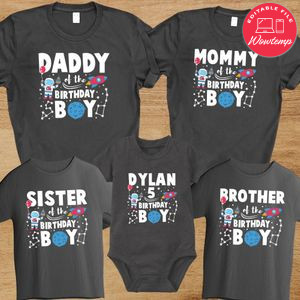 Astronaut Rocket Family Birthday Party PNG file template