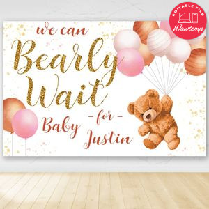 Teddy Bear Birthday Party Banner Backdrop Printable Instant Download