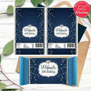 Denim and diamond Candy Bar Wrapper Digital File Printable Instant Download