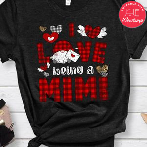 I love being a mimi gnomes red Plaid heart Valentines day Shirt