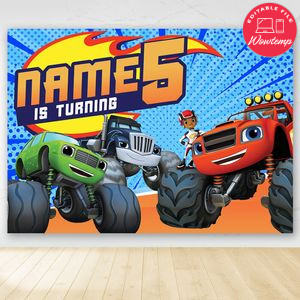 Blaze And The Monster Birthday Party Banner Backdrop Printable Instant Download