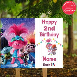 Trolls World Tour Birthday Outdoor Yard Sign Digital File Printable Instant Download