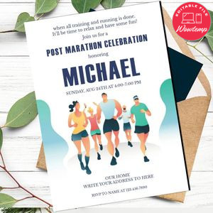 Marathon Invitation Customizable Template to print at home Instant Download