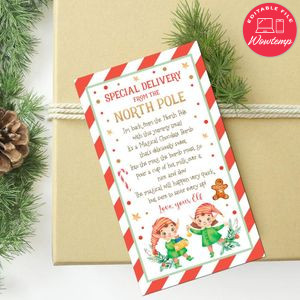 Elf Hot Chocolate Bomb Tag Custom Template Instant Download