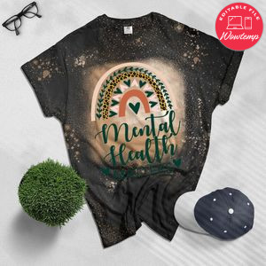 Mental Health Matters Leopard Print Boho Rainbow Awareness Bleached Shirt