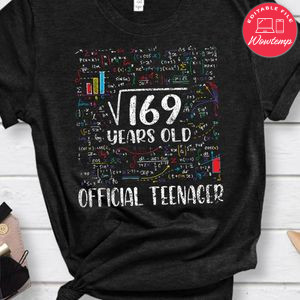 Square Root Of 169 13 Years Old Official Teenager Birthday PNG file template