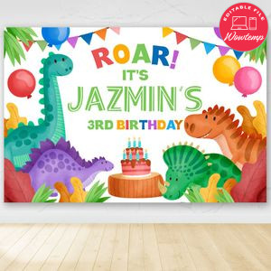 Dinosaur Birthday Party Banner Backdrop Printable Instant Download