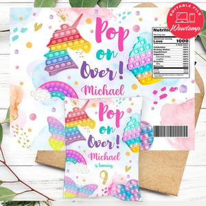 Pop It Rainbow Birthday Chip Bag Digital File Instant Download