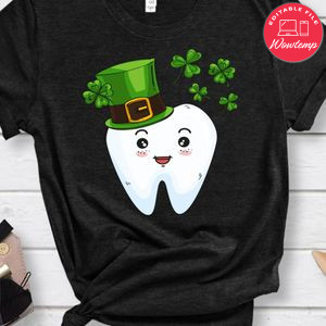 Cute Tooth With Hat Dental Assistant Gifts St Patricks day Classic Unisex Shirt