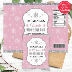 Winter Wonderland Birthday Chip Bag Digital File Instant Download