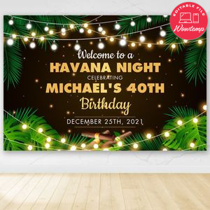 Havana Night Birthday Party Banner Backdrop Printable Instant Download