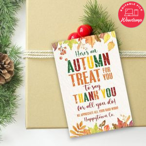 Autumn Treat Thank You Tag Custom Template Instant Download