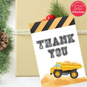 Construction Thank You Tag Custom Template Instant Download