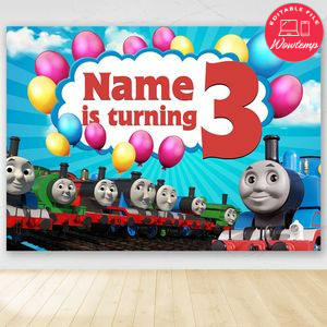 Thomas and Friends Birthday Party Banner Backdrop Printable Instant Download
