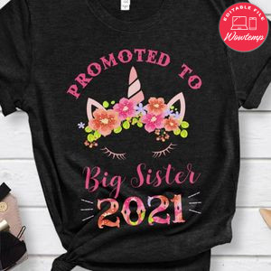 Promoted to Big Sister 2021 Unicorn PNG file template for Girls