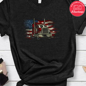 US Trucking US flag with Truck T-Shirt