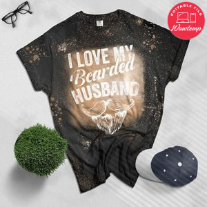 I Heart Love My Beard Husband Couple Women Bleached T-Shirt