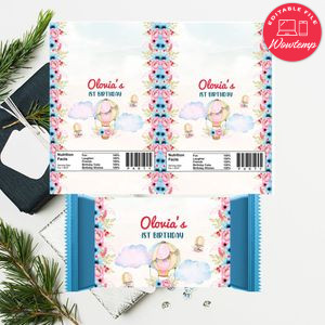 Hot air balloons Candy Bar Wrapper Digital File Printable Instant Download