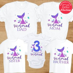 Tail Mermaid Family Birthday Party T-Shirt