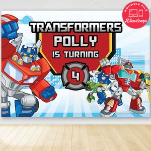 Rescue Bots Birthday Party Banner Backdrop Printable Instant Download