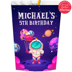 Astronaut Space Capri Sun Labels Digital File Printable Instant Download
