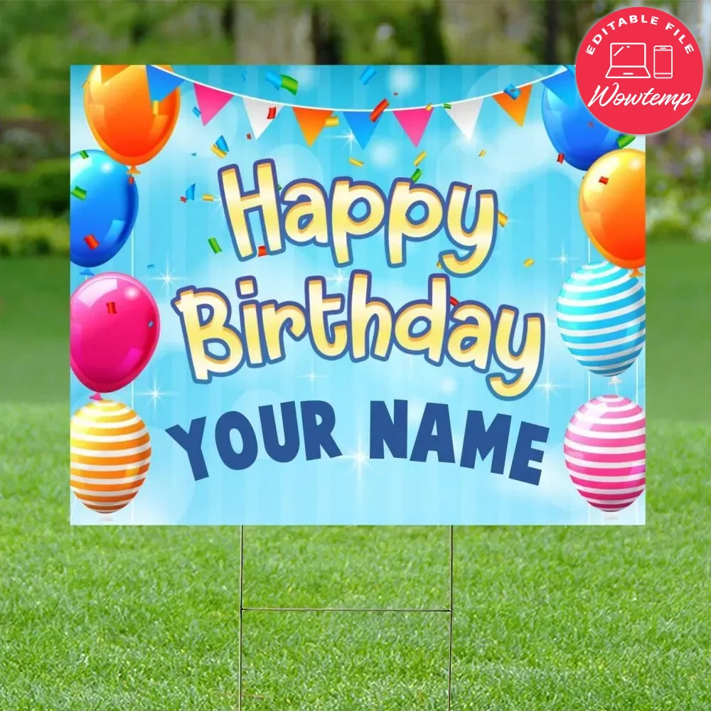 Customizable Happy Birthday Yard Sign Wowtemp