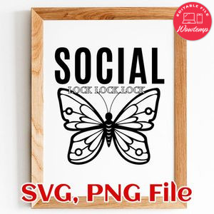 Social Butterfly SVG PNG file template