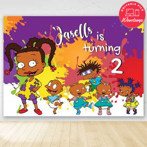 African Rugrats Birthday Party Banner Backdrop Printable Instant Download