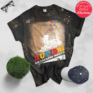 Autism puzzle train Bleached Shirt