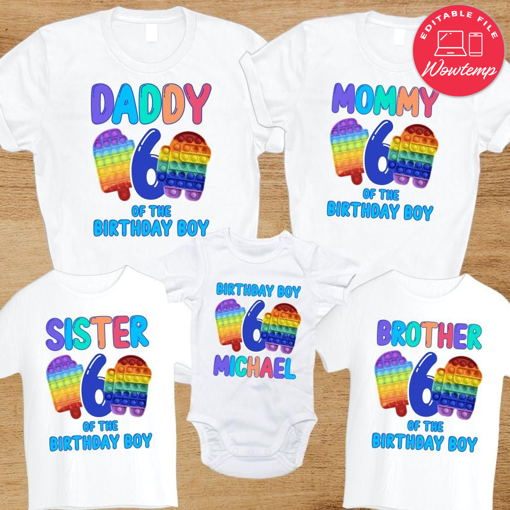 Pop It fidgets Family Birthday Party Matching PNG file | Wowtemp