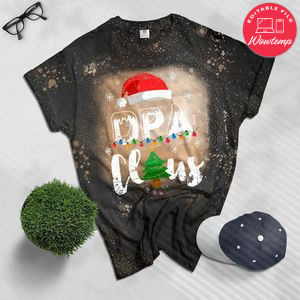 Opa Claus Christmas Lights Bleached T-Shirt