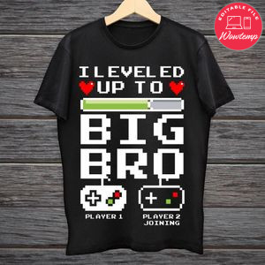I leveled up to Big Bro!, Gamer New Brother Shirt PNG files Printable Instant Download