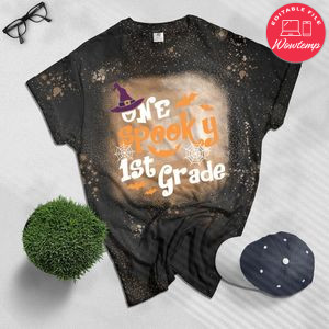 One spooky 1st grade Halloween Kids Bleached T-Shirt