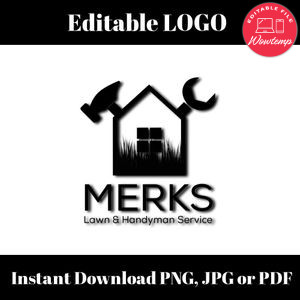 Handyman and lawn logo design customizable template instant download