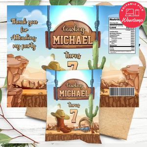 Western Birthday Chip Bag Digital File Instant Download
