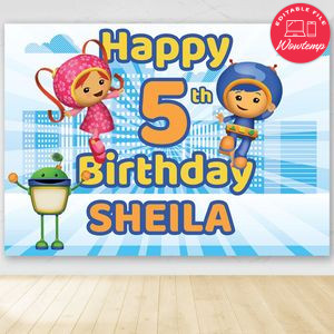 Team Umizoomi Birthday Party Banner Backdrop Printable Instant Download