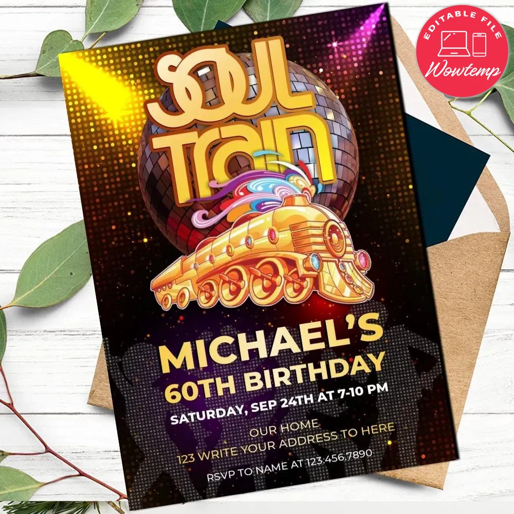 Soul train Invitation Customizable Template Instant Download | Wowtemp