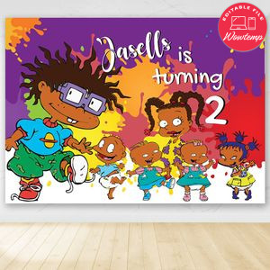 African Rugrats Birthday Boy Banner Backdrop Printable Instant Download