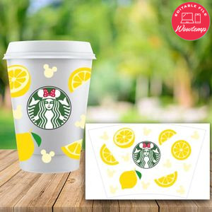Starbucks Wrap Fruits Lemon Pattern PNG File template Instant Download