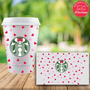 Starbucks Wrap Mickey Pink Red Pattern PNG File template Instant Download