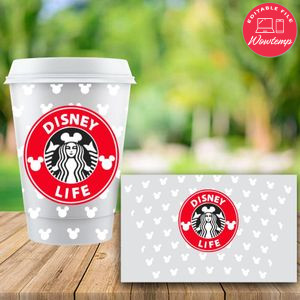 Starbucks Wrap Mickey White Pattern PNG File template Instant Download