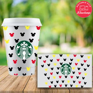 Starbucks Wrap Mickey Color Pattern PNG File template Instant Download