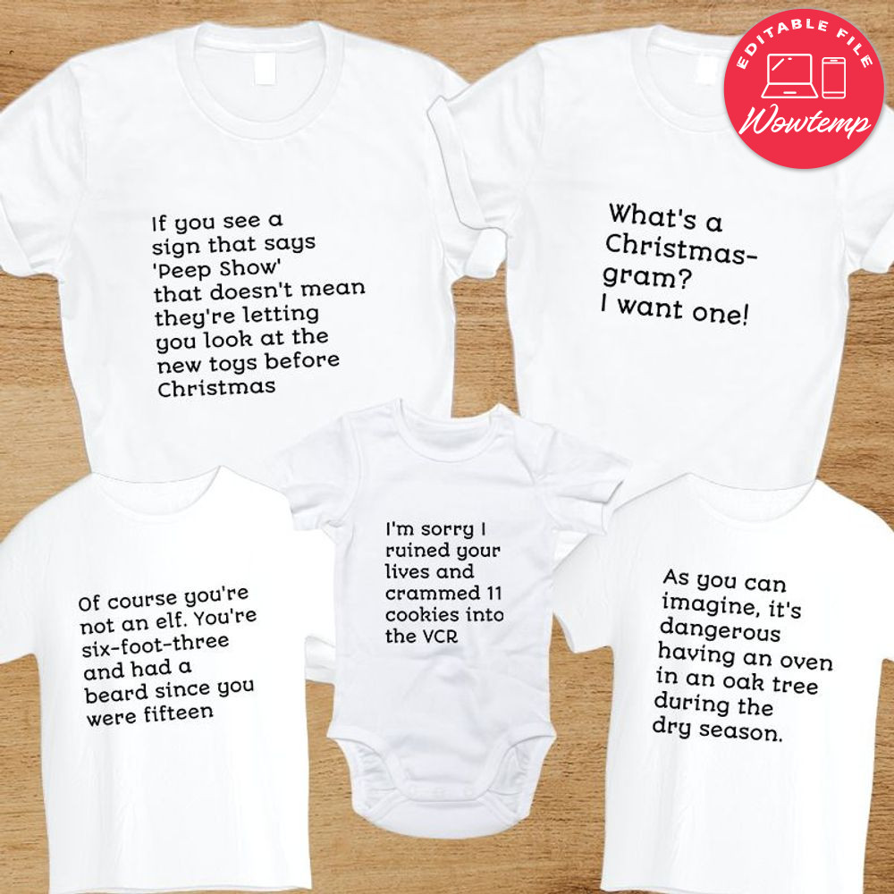 Elf Movie Family Christmas Tees - Elf Movie Quotes PNG file template