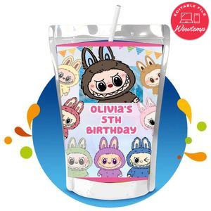 Labubu Capri Sun Birthday Label Digital File Printable Instant Download