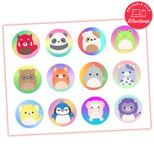 Squishmallow Cupcake Toppers Template Printable Instant Download