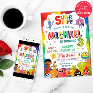 Super Simple Song Mobile Invite Customizable Template Instant Download