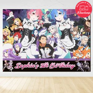 Re:Zero Birthday Backdrop Digital File Template Instant Download